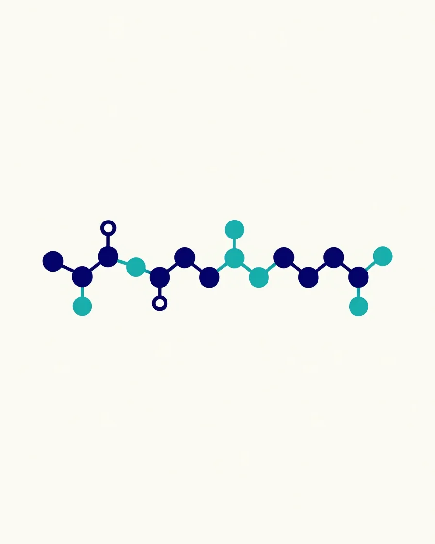 Flat vector illustration of a peptide amino acid sequence drawn a